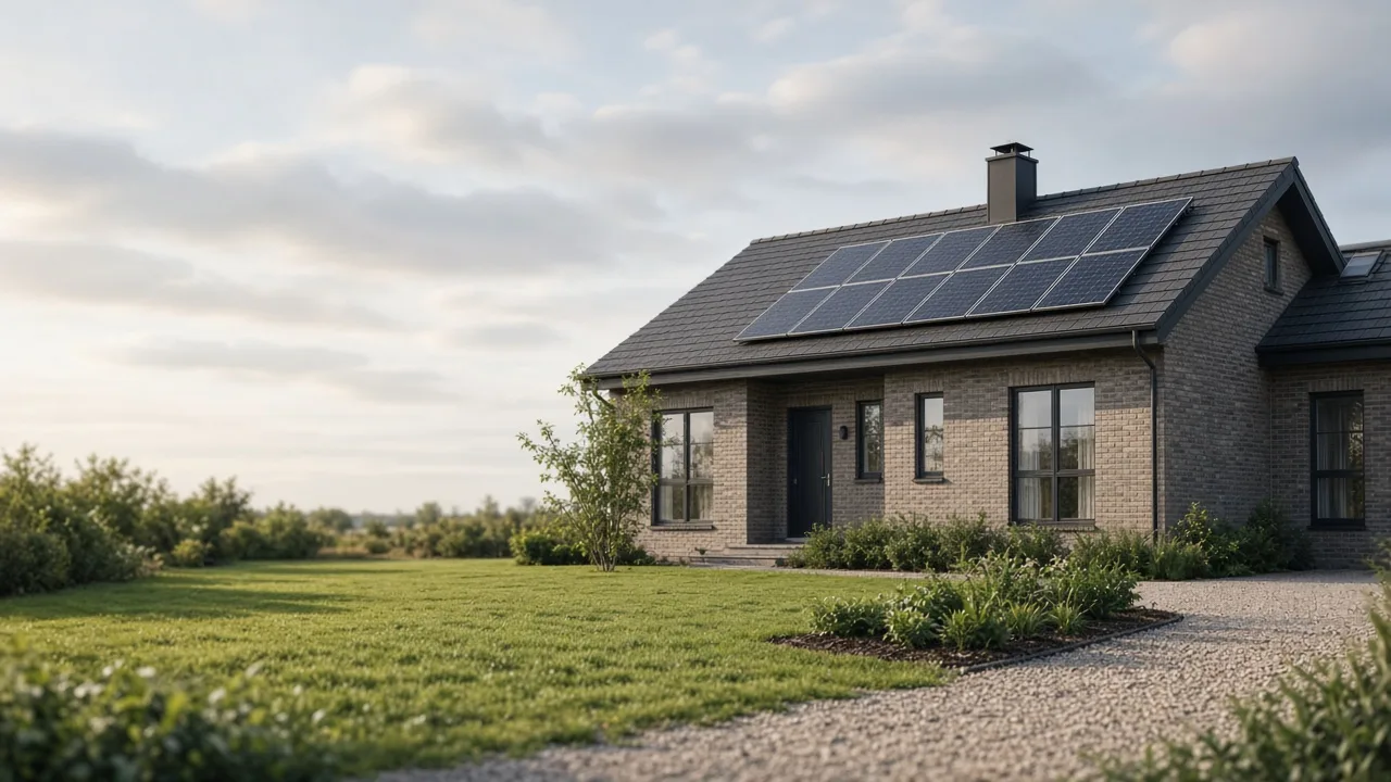 Dansk hjem med solcelleløsning på taget